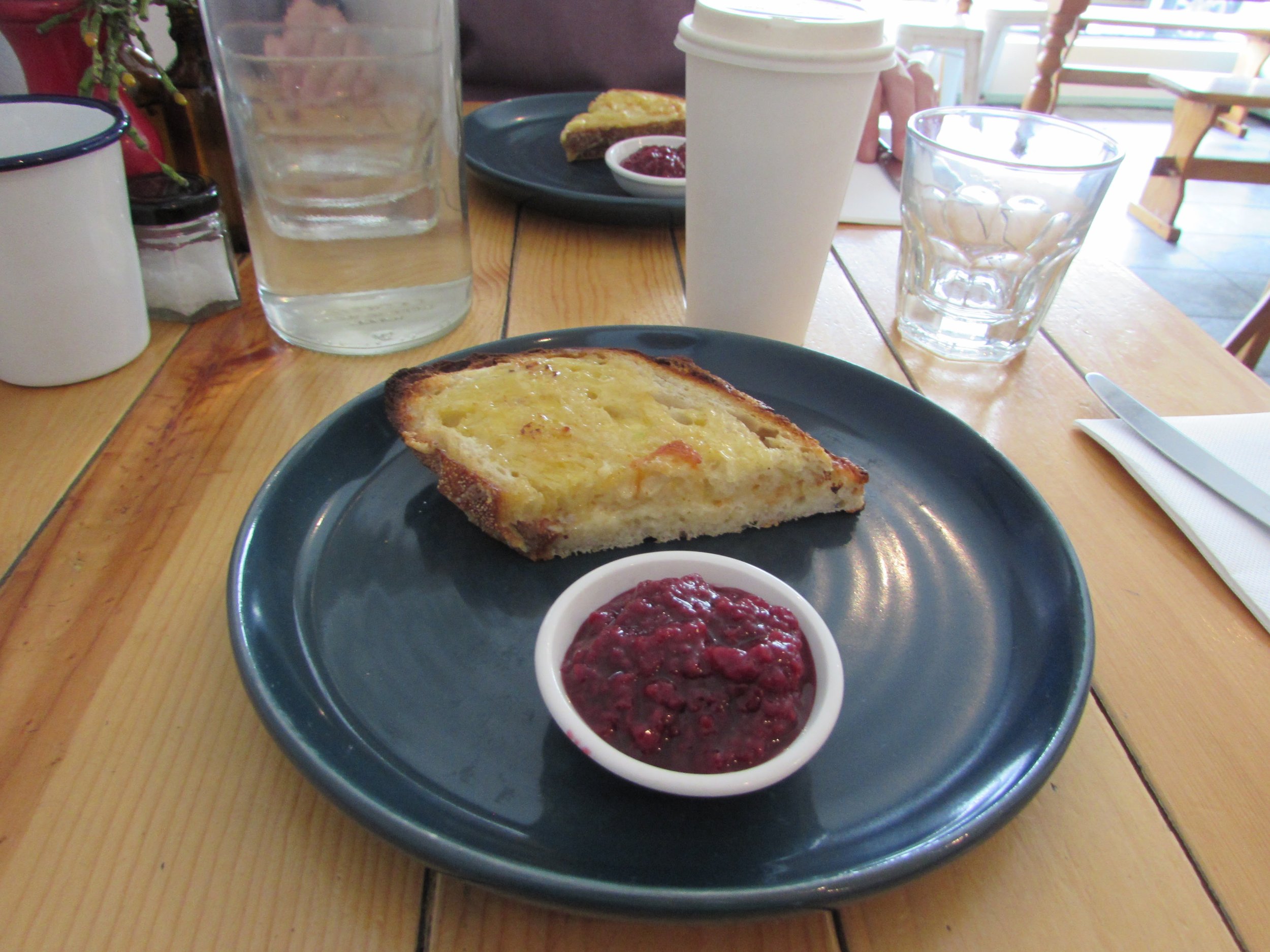 We ate the three-cheese toastie at Brother Alec twice while we were in Melbourne. The second time we split one and asked for a side of raspberry jam. Delicious combo, btw.