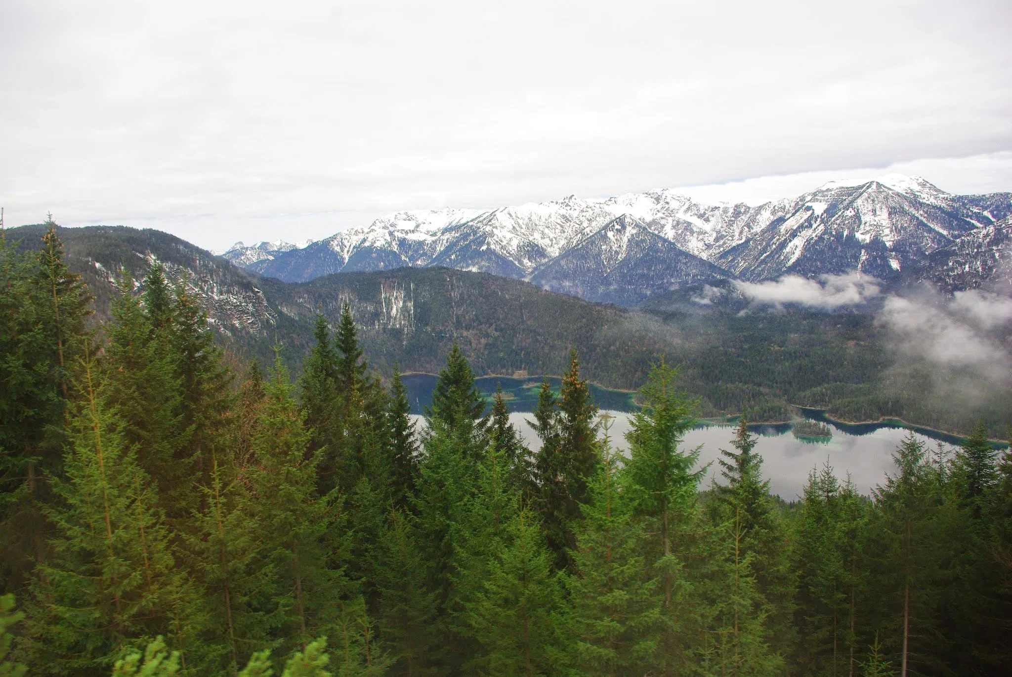 Lake Eibsee as seen from the cogwheel train.
