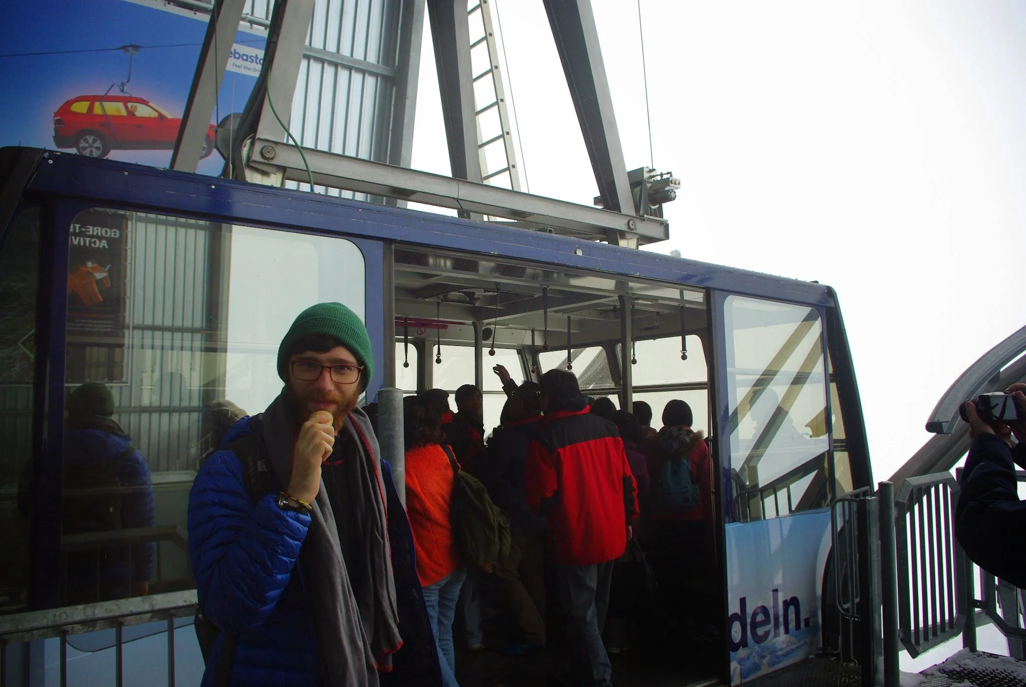 After sledding and getting some ice cream cones (why not?), we got on the funicular that would take us to the summit.
