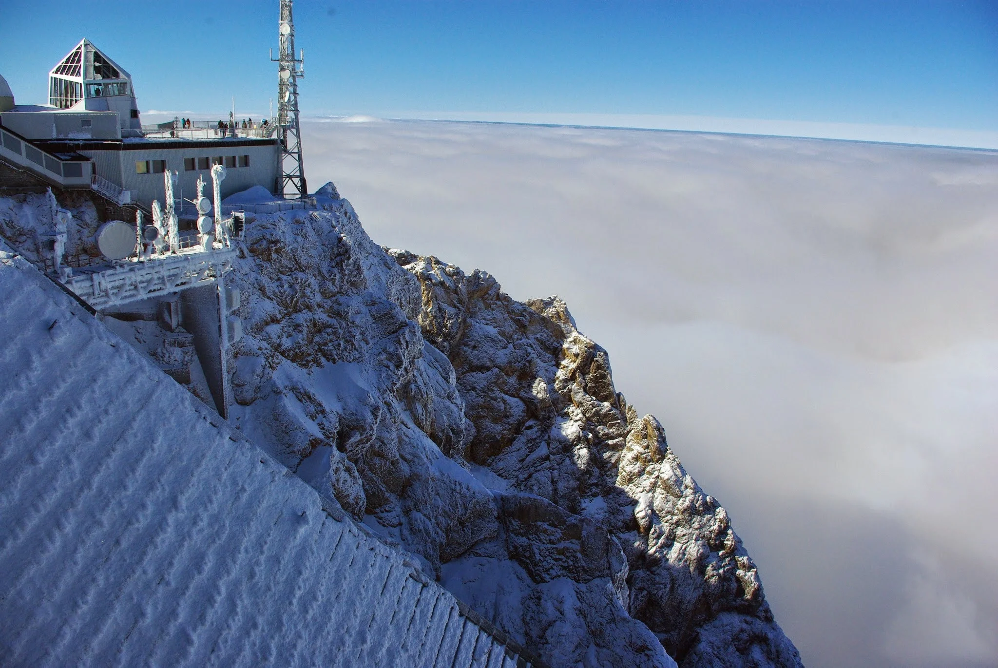 The cloud cover beyond the platform made everything seem otherworldly.