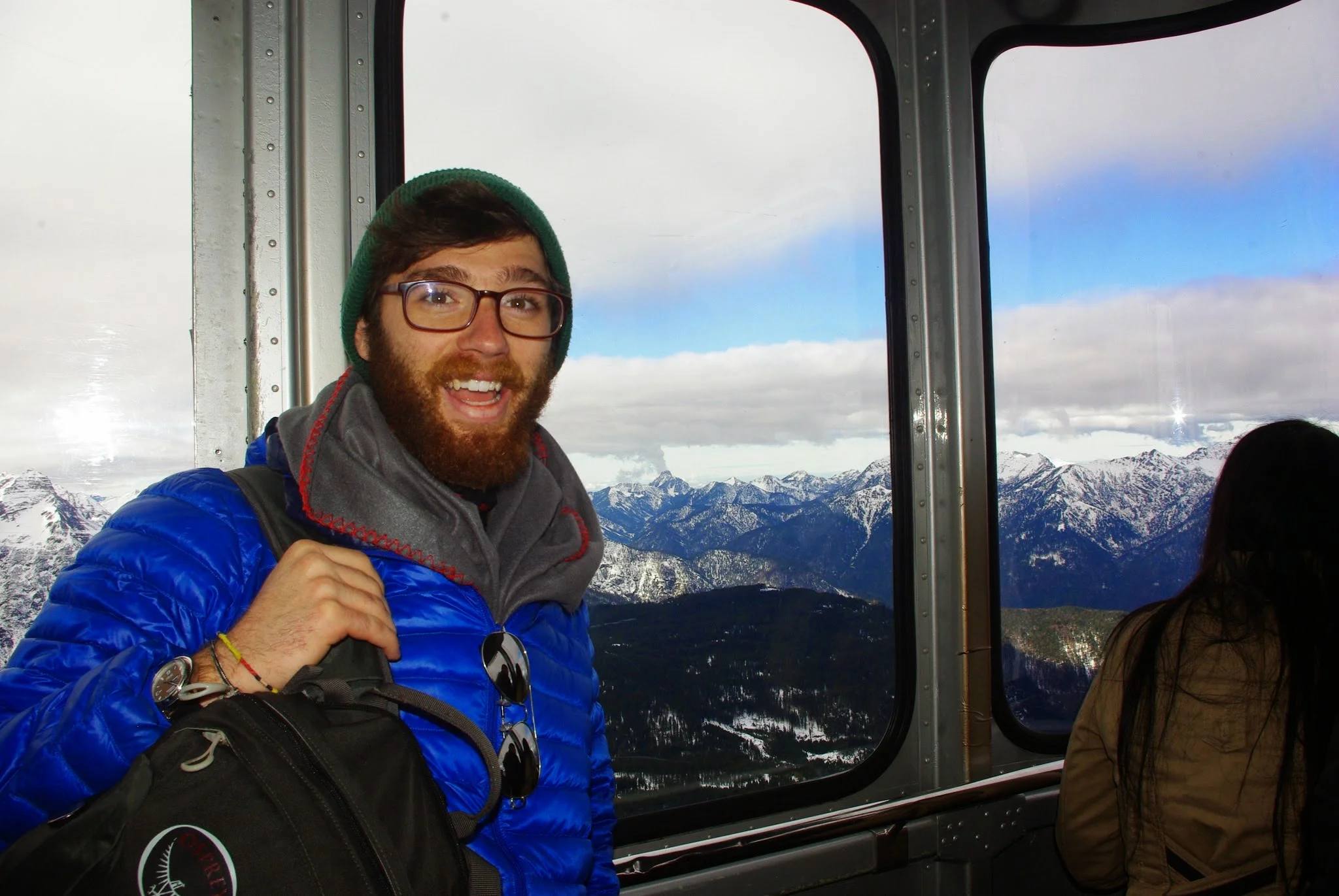 The cable car broke through the cloud cover and we finally got to see more of the Alps.