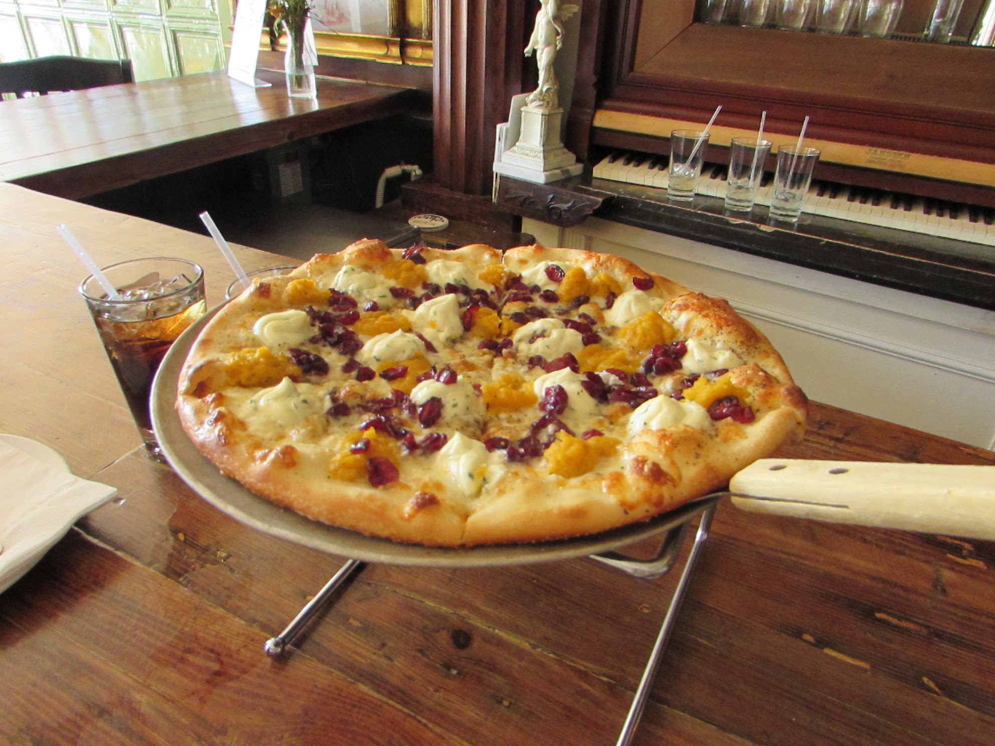Butternut squash, ricotta, and dried cranberry pizza at the Read Street OTTO.