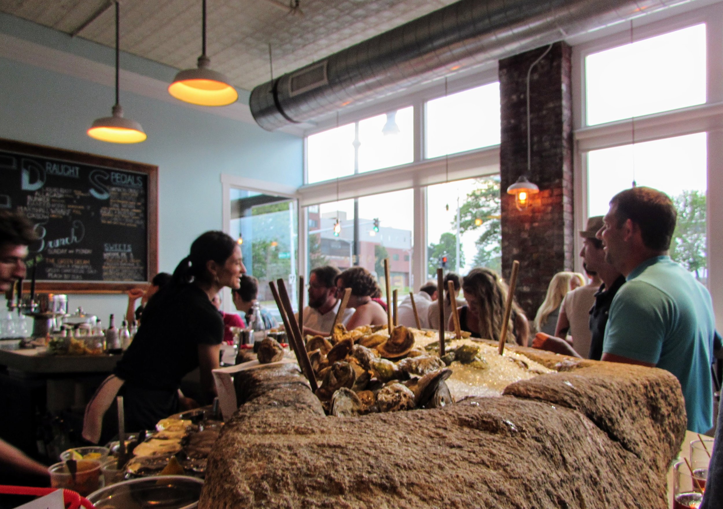Oysters on the bar at Eventide Oyster Co. 