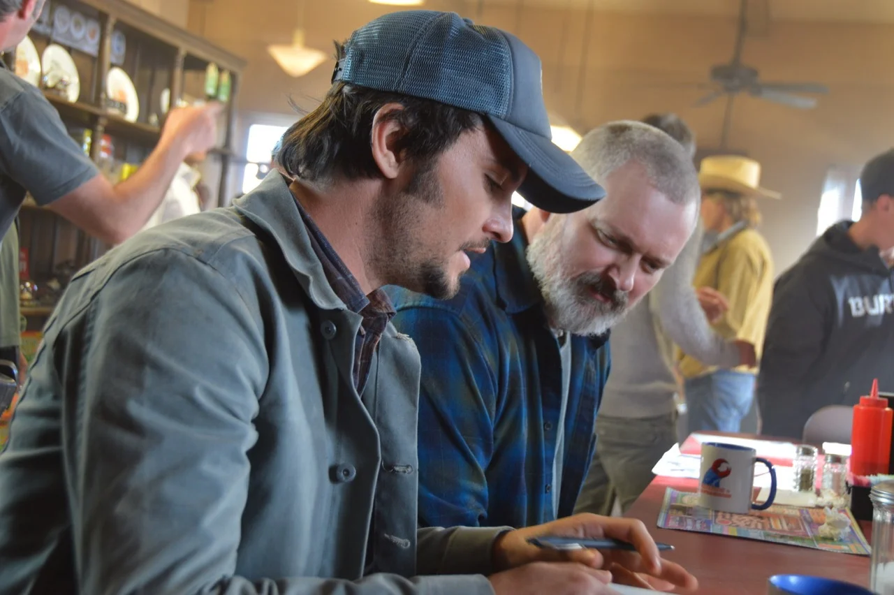 Director Vincenzo Natali with John Ellison Conlee (Harlan)