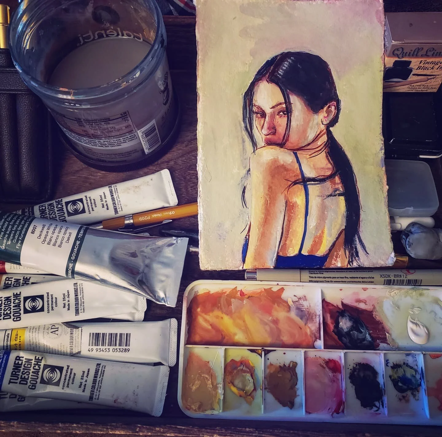 @morganbrooke926 #gouache over #ink #artonpaper #BrokeBot #artprocess #carolroque