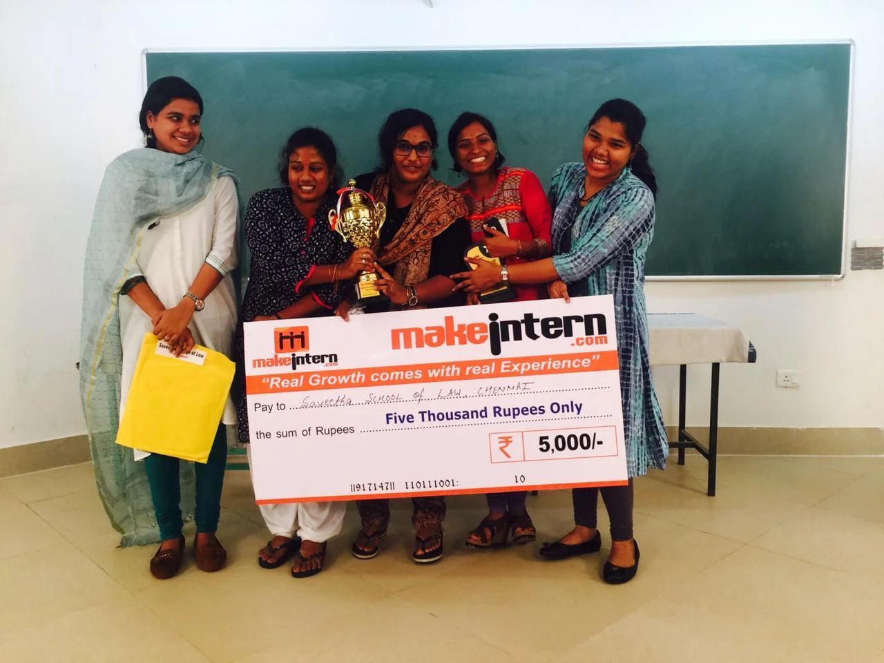 Saveetha school of law won Second Runner-up in the MAKE INTERN Workshop In collaboration with E-cell IIT KARAGHPUR, 2018 