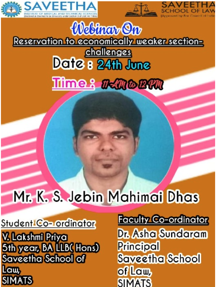 RESERVATION ON ECONOMICALLY WEAKER SECTION - CHALLENGES