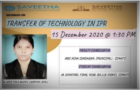 Webinar on transfer of Technology in IPR 