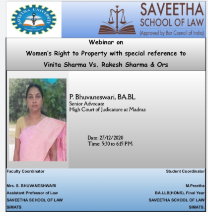 Webinar on women's right to property 