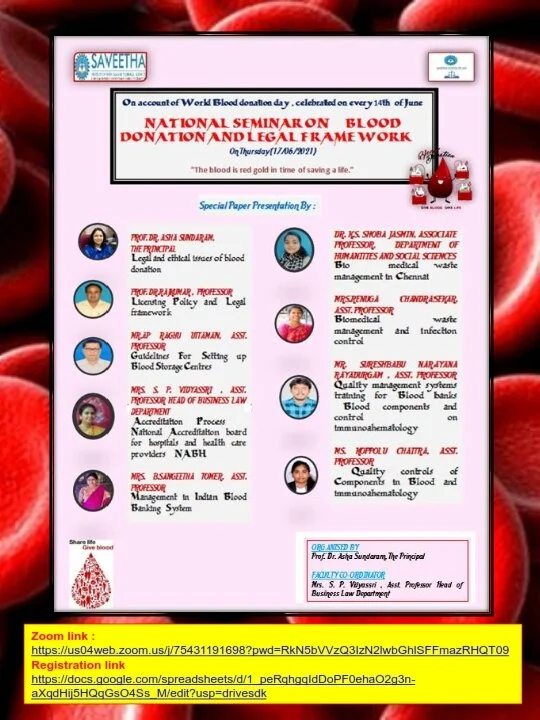 Webinar on  “Blood Donation and Legal Frame Work''