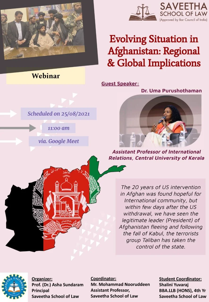 National Webinar on Evolving Situation in Afghanistan: Regional and Global Implications.