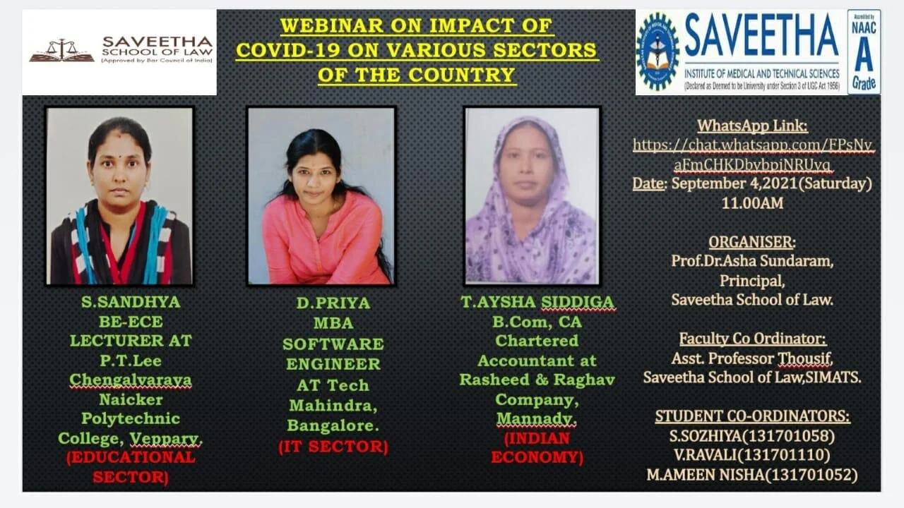 Webinar on Impact of Covid - 19 on various sectors of the country 