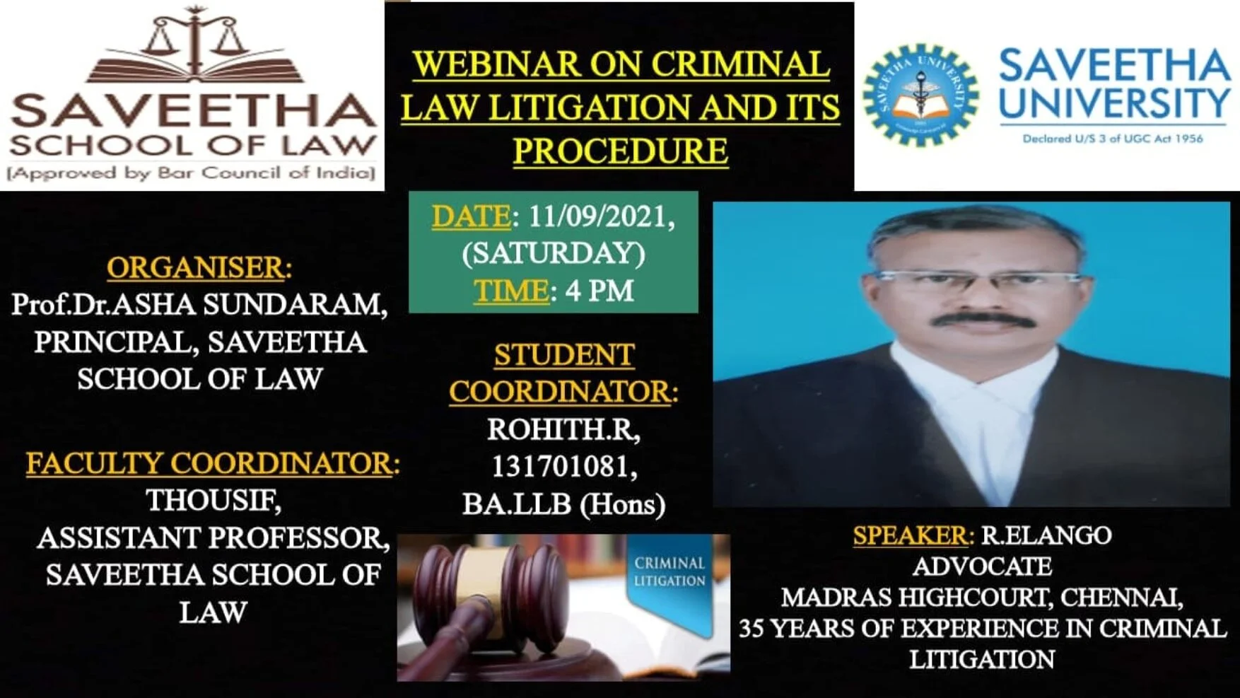Webinar on Criminal Law Litigation and its Procedures