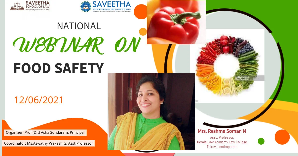 National Webinar on “The Indian Legal framework for Food Safety''