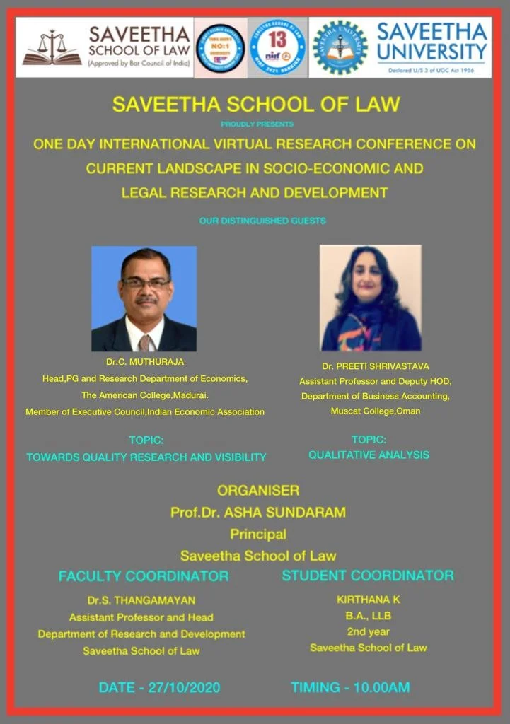  International virtual conference on "Current Landscape in Socio Economic and Legal Research and Development"