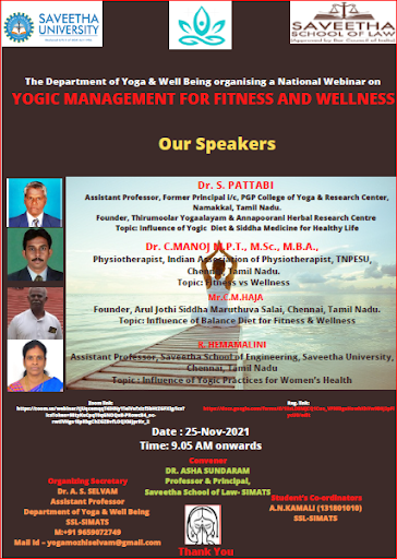 NATIONAL WEBINAR ON YOGIC MANAGEMENT FOR FITNESS AND WELLNESS