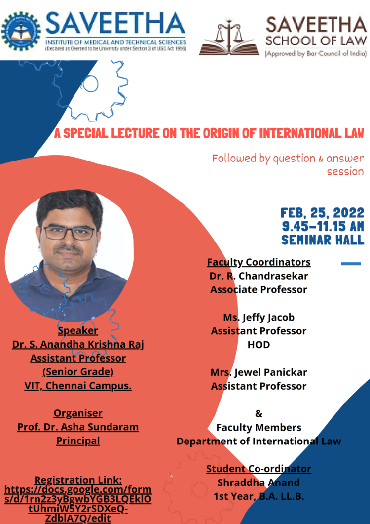 A Special Lecture on the origin of International Law