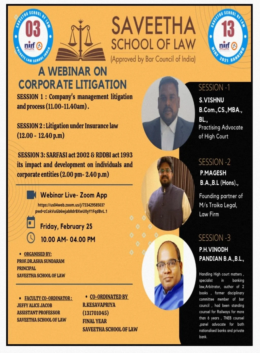 Webinar on CORPORATE LITIGATION