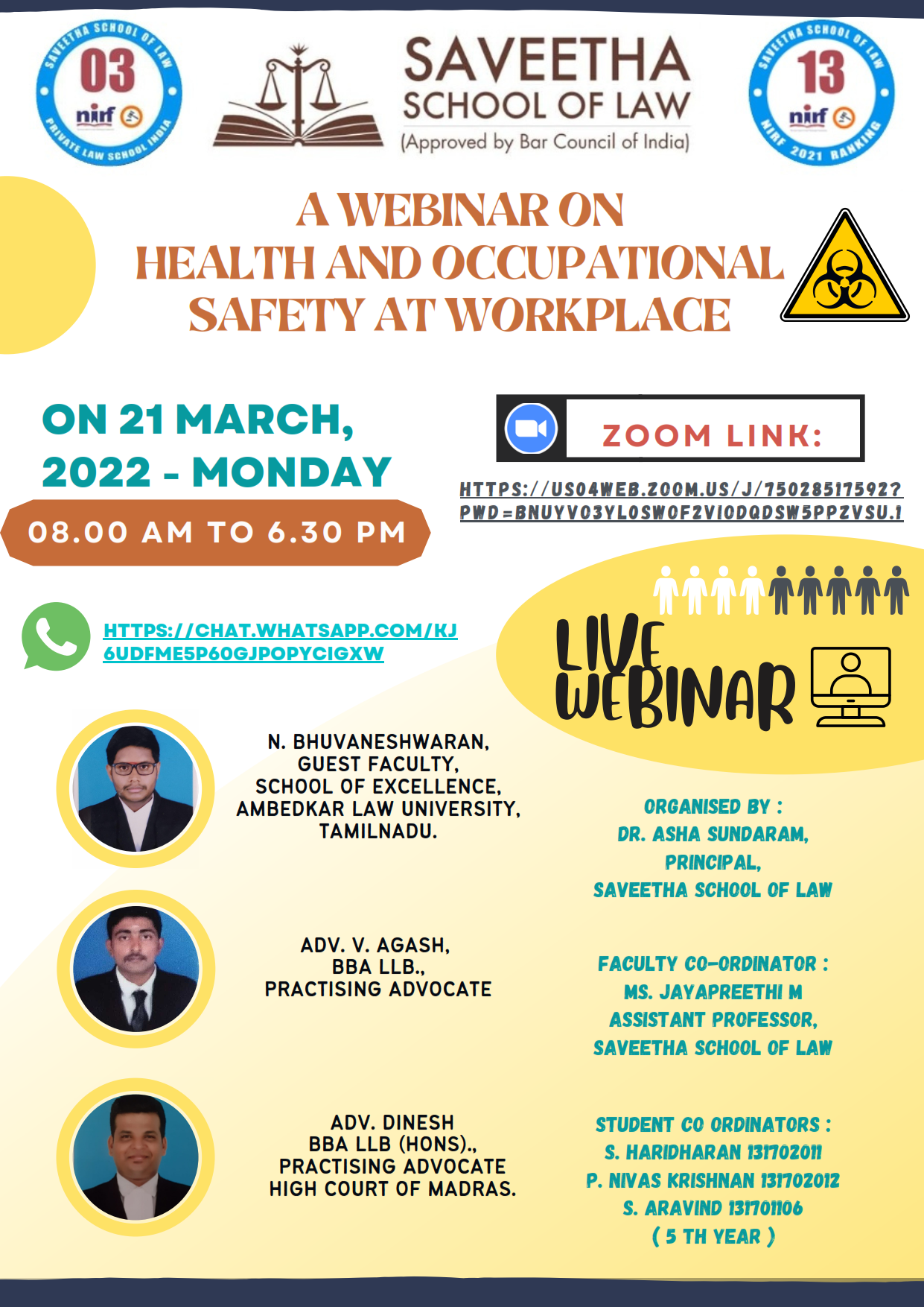 Webinar on "Health and Occupational safety at Workplaces"