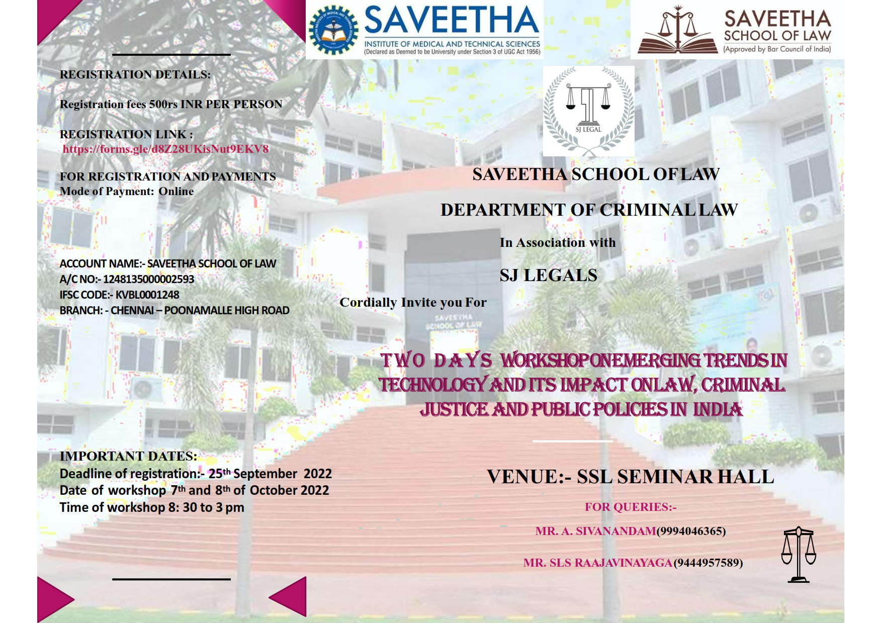 Workshop on Emerging trends in technology and its impact on law, Crimin al Justice and policies in India