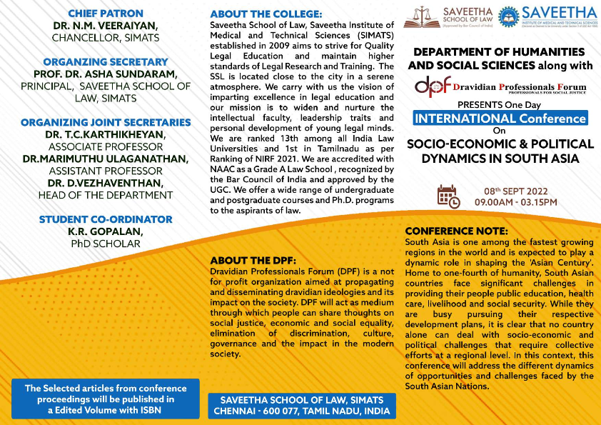 International Conference on SOCIO-ECONOMIC & POLITICAL DYNAMICS IN SOUTH ASIA