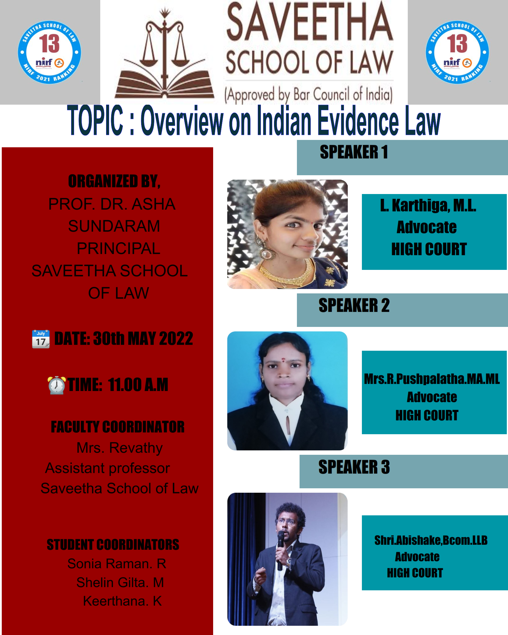 Webinar on “ INDIAN EVIDENCE LAW”