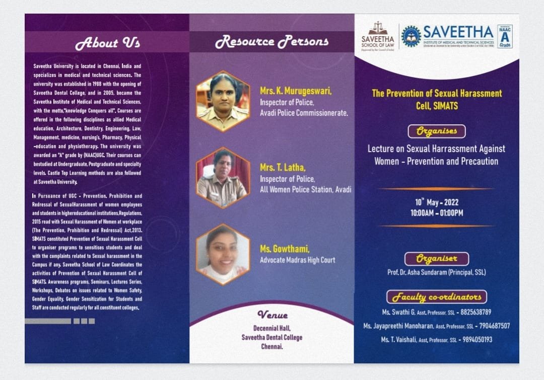 Special Lecture on Sexual Harrassment Against Women - Prevention and Precaution