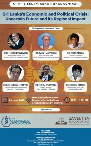International Seminar on “Sri Lanka’s Economic and Political Crisis: Uncertain Future &amp; its Regional Impact”