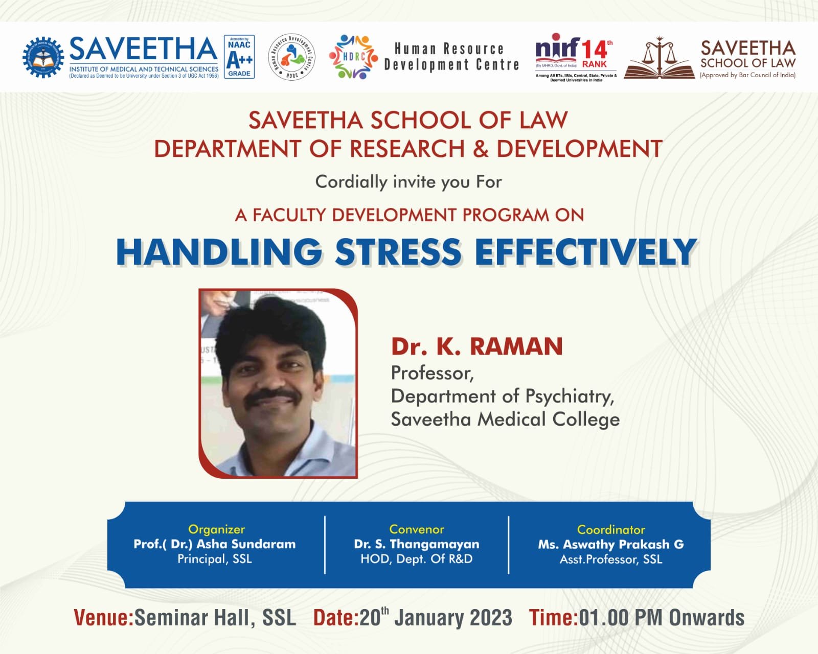 Faculty  development Program on “How to handle stress effectively”. 