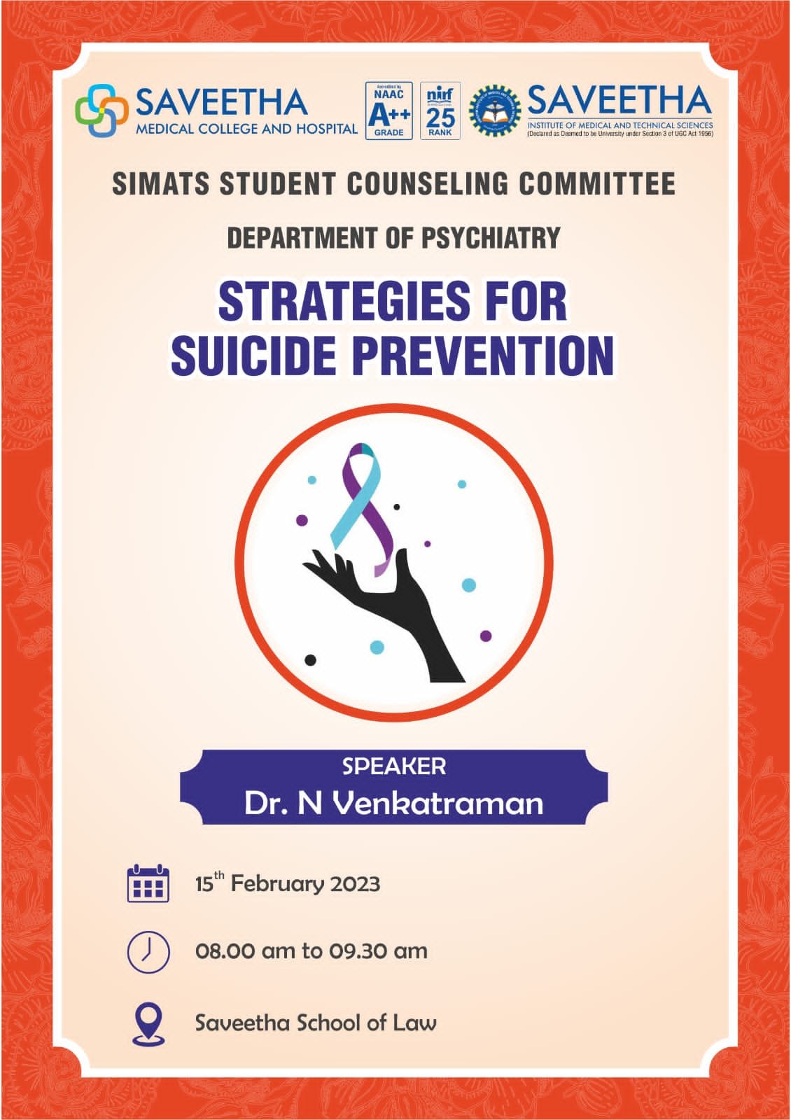  Awareness program on suicide prevention and counselling on stress management