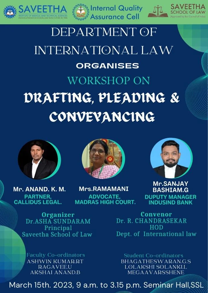 Workshop on Drafting Pleading and Conveyancing