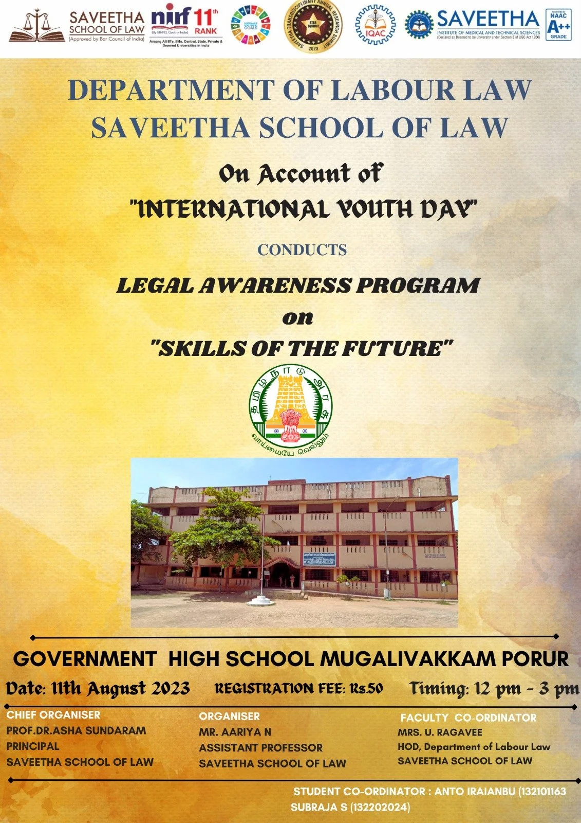 Legal Awareness Camp at Government High School, Mugalivakkam