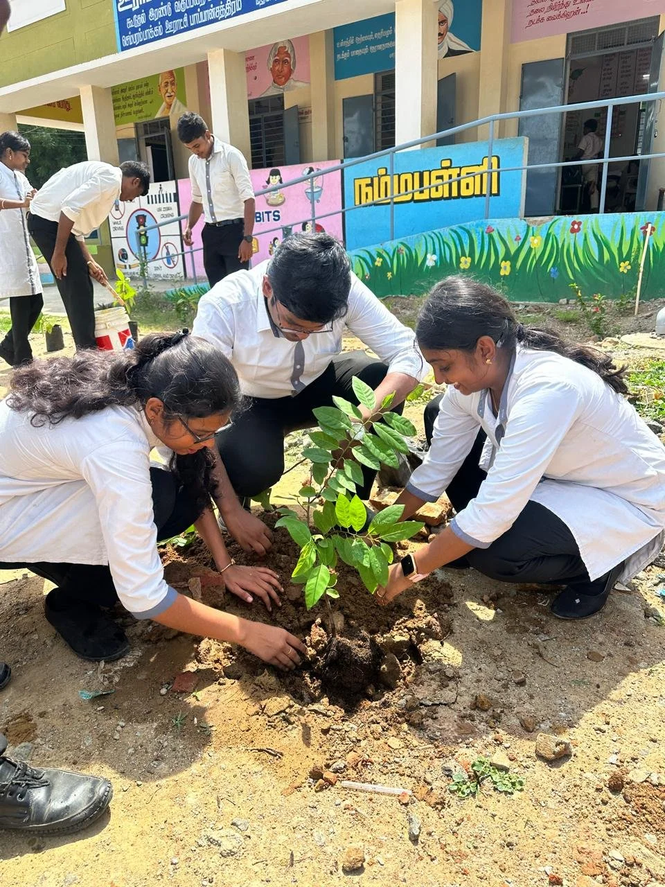 Plantation of saplings @ Pappanchathiram Middle School in Chembarambakkam