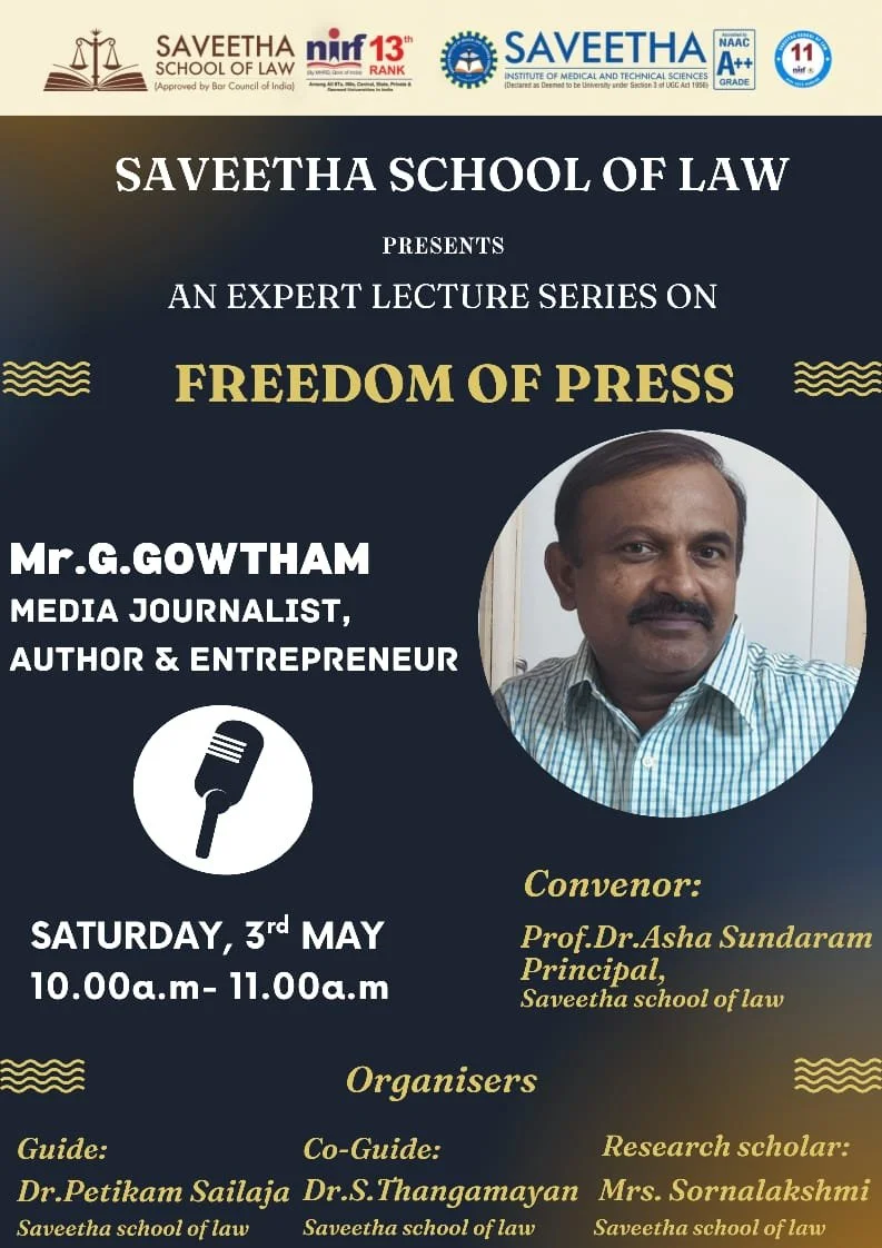 Expert Lecture Series on “Freedom of Press”