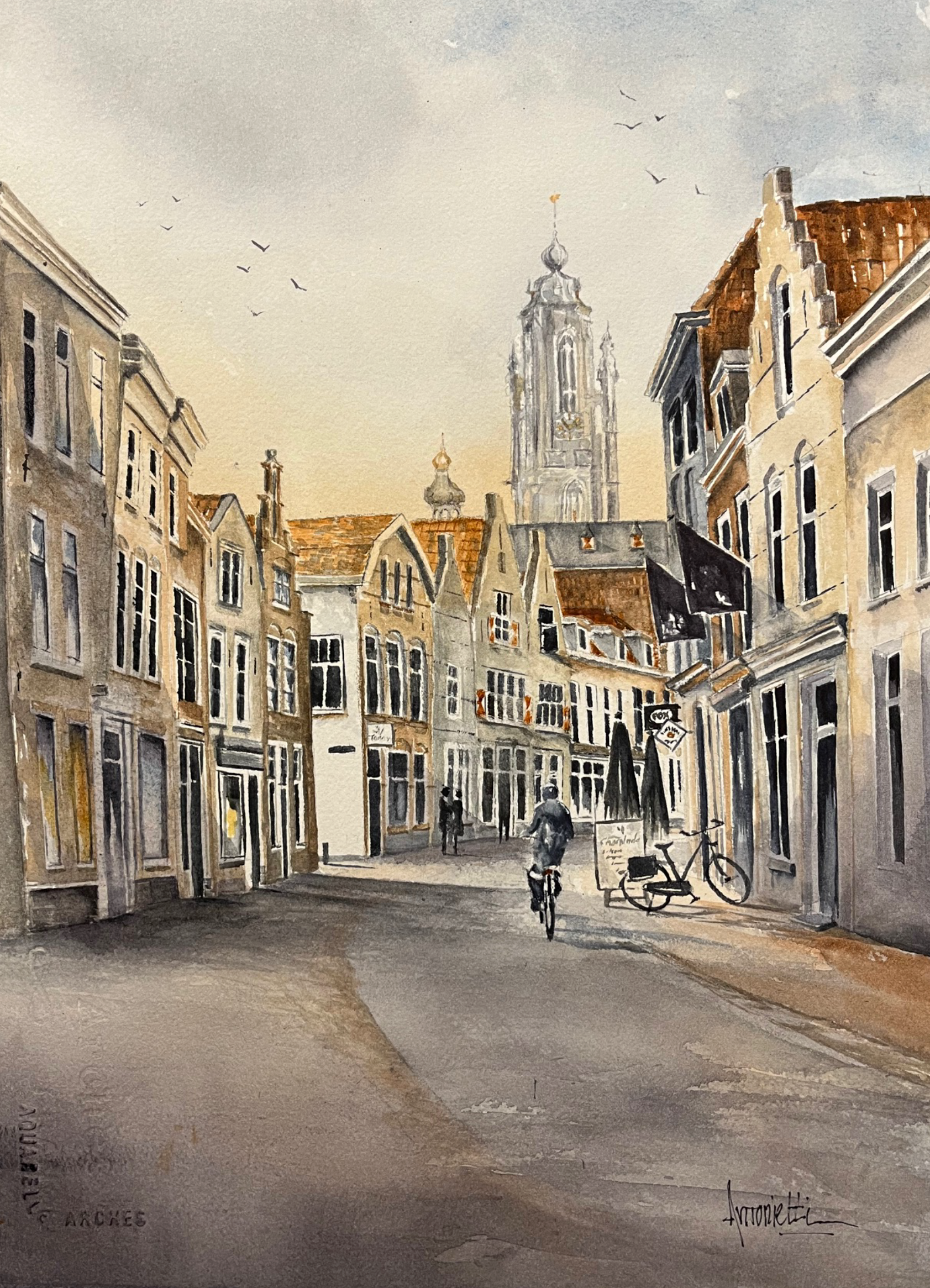 aquarel Middelburg 30x40 cm