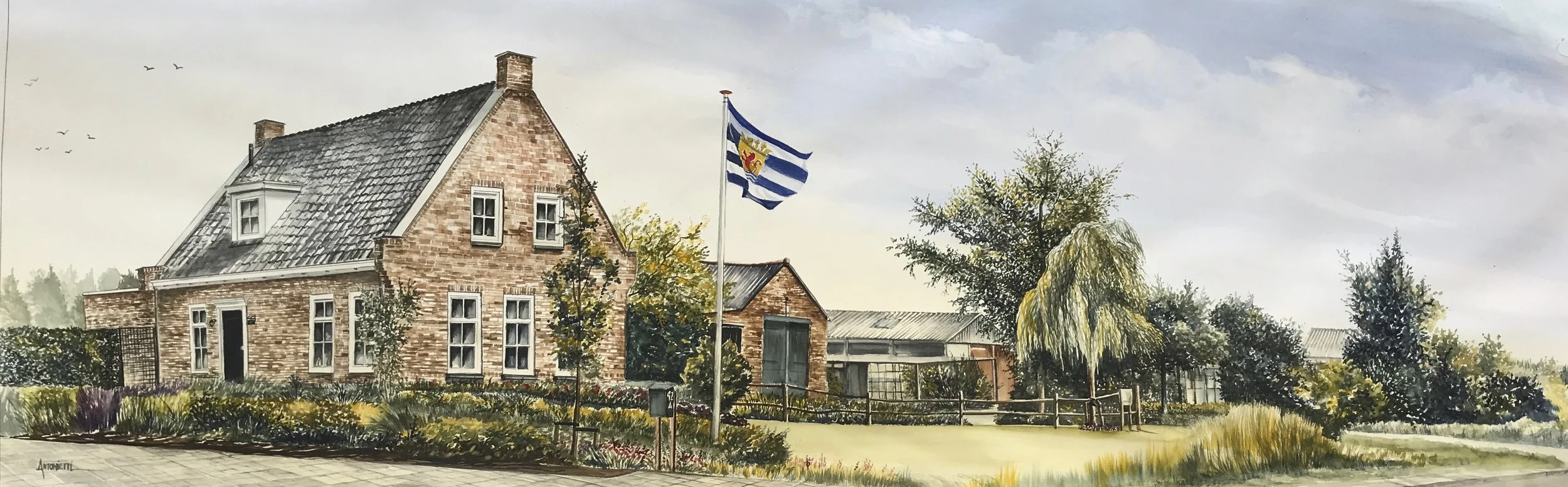 opdracht aquarel 50x150 cm