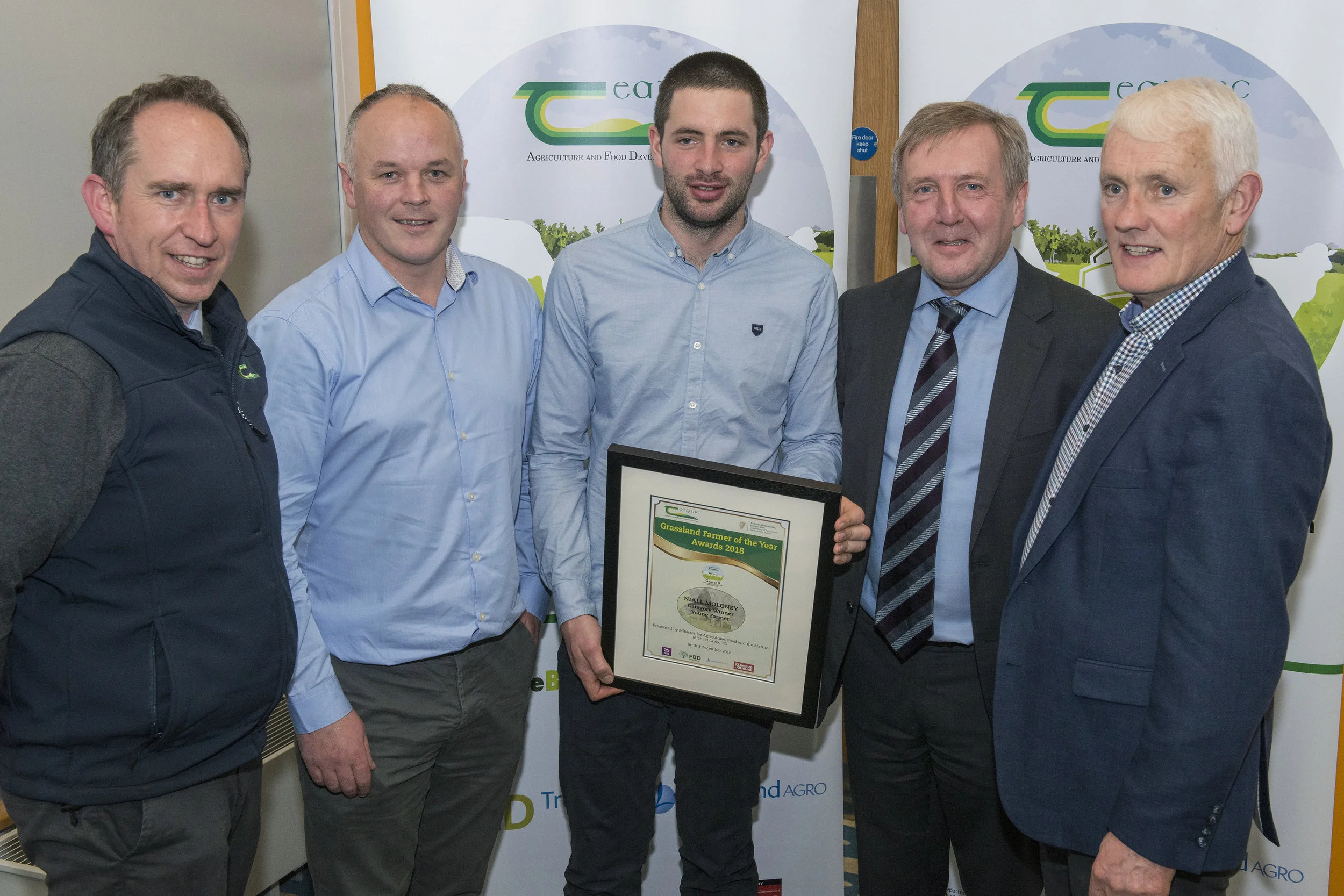 Padraig Fitzgerald Teagasc, Joe Kelleher Teagasc, Niall Moloney, Minister Creed and Jerry Moloney.