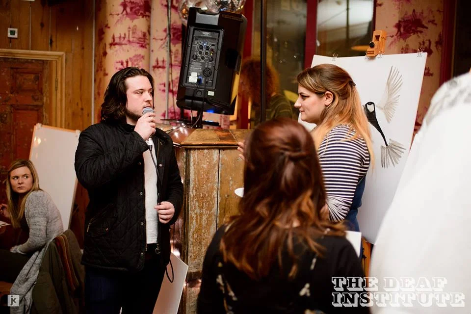 Love at first mic... Painting two great big Tits / Photo credit John Kirwin 
