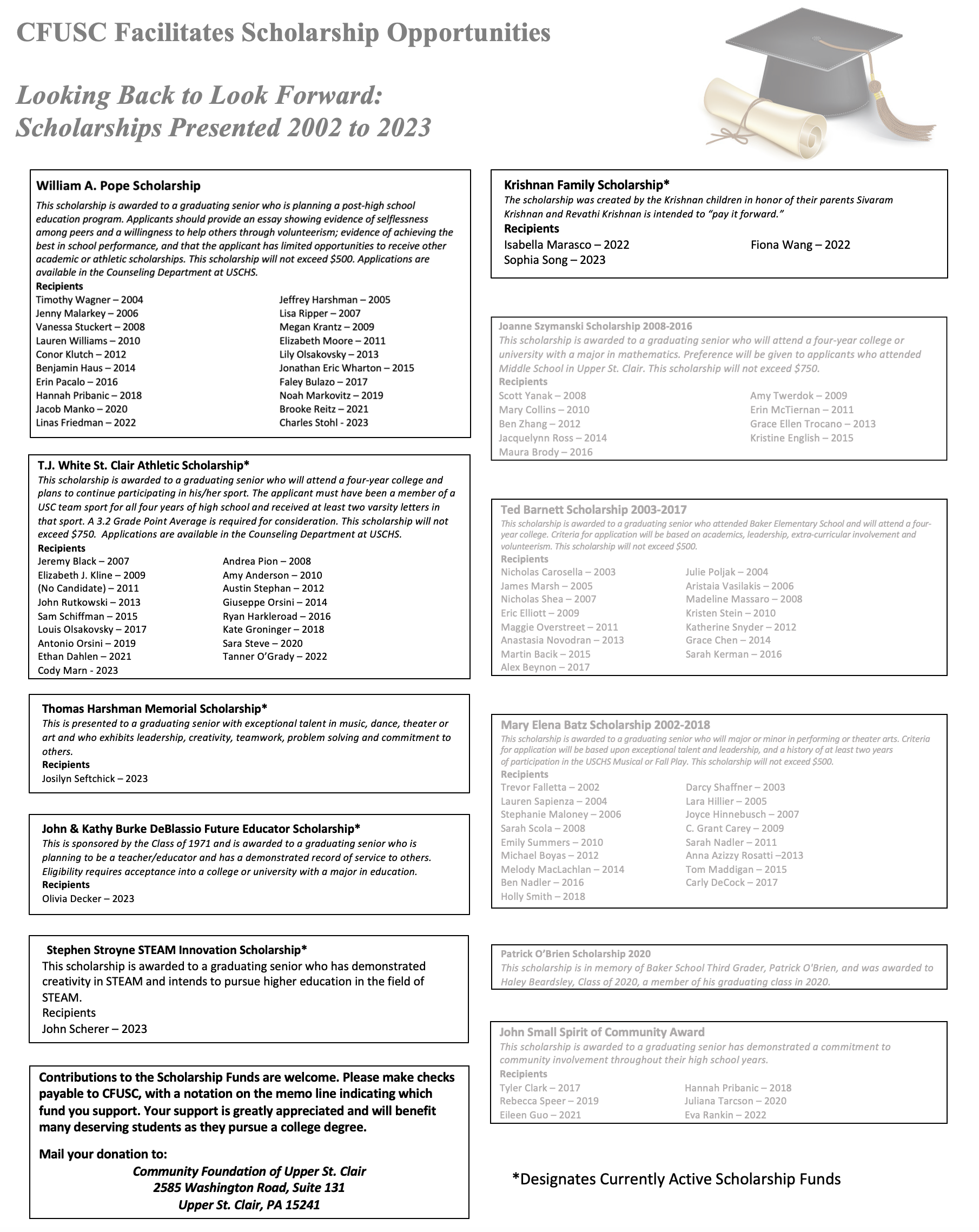 Scholarships — Community Foundation of USC