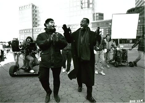 Eddie Murphy and Reginald Hudlin on set of Boomerang (1992)
