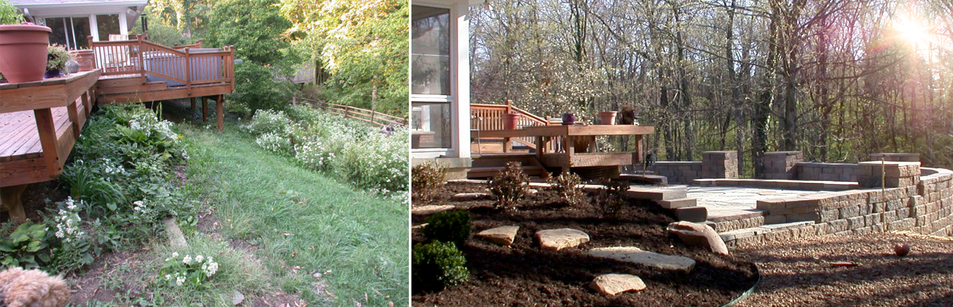 Retaining Wall & Patio - Before & After