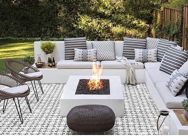 Fire Pits do triple duty....A cozy place to gather, extends your living space year round &amp; adds value to your home.
.
.
.
#firepits #outdoorliving #curbappeal #homestagingtips #realestatetips #propertystyling #homestagers #luxurylifestyle #coasta