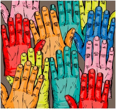 Building trust while cutting costs multicolored hands image.