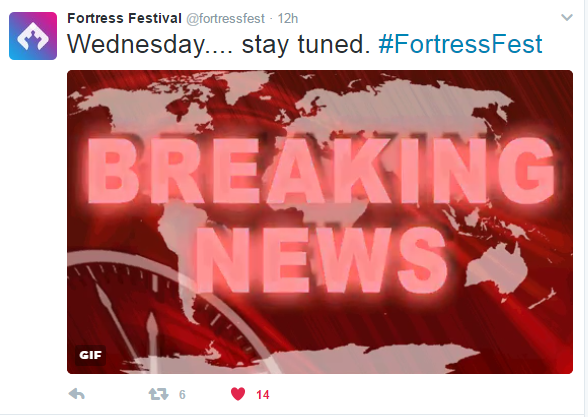 Posted yesterday on Fortress Festival's Twitter