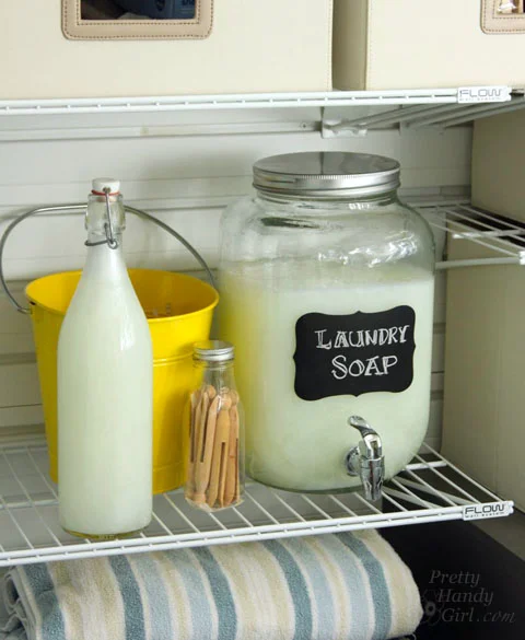 Put laundry detergent in a smaller container that takes up less counter space and is easier to pour without making a mess.