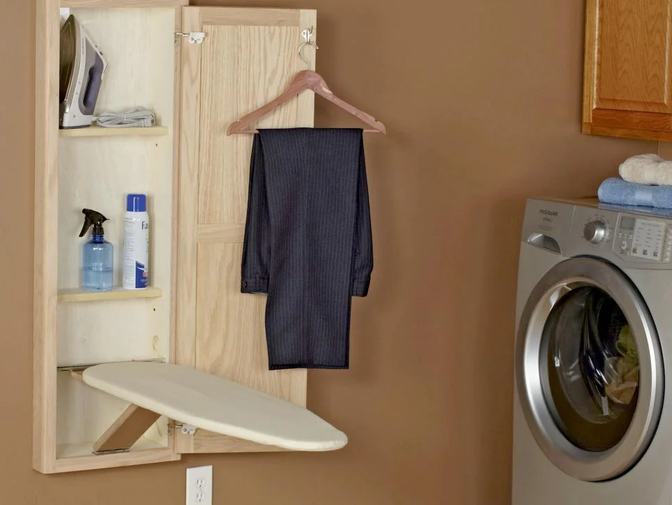 Designate a space for ironing, too. You can even piggy back on the folding table and get a board that will lay on top. Make sure to give it a place to live when you’re not using it.