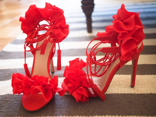 red flower heels