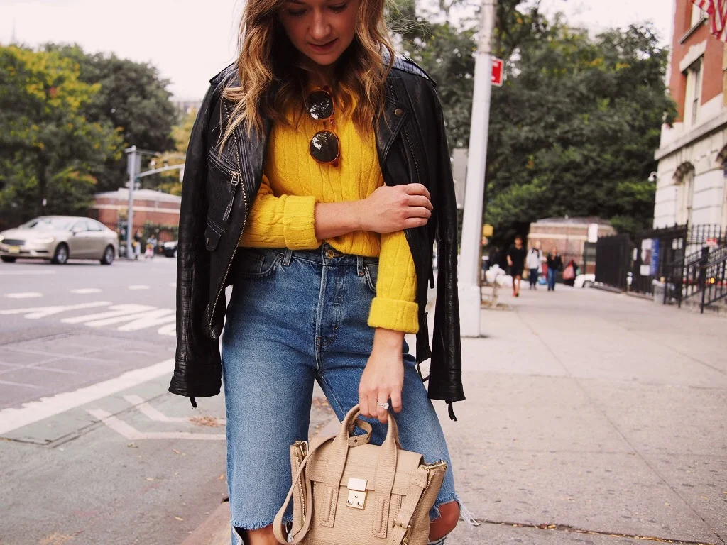 yellow sweater jacket