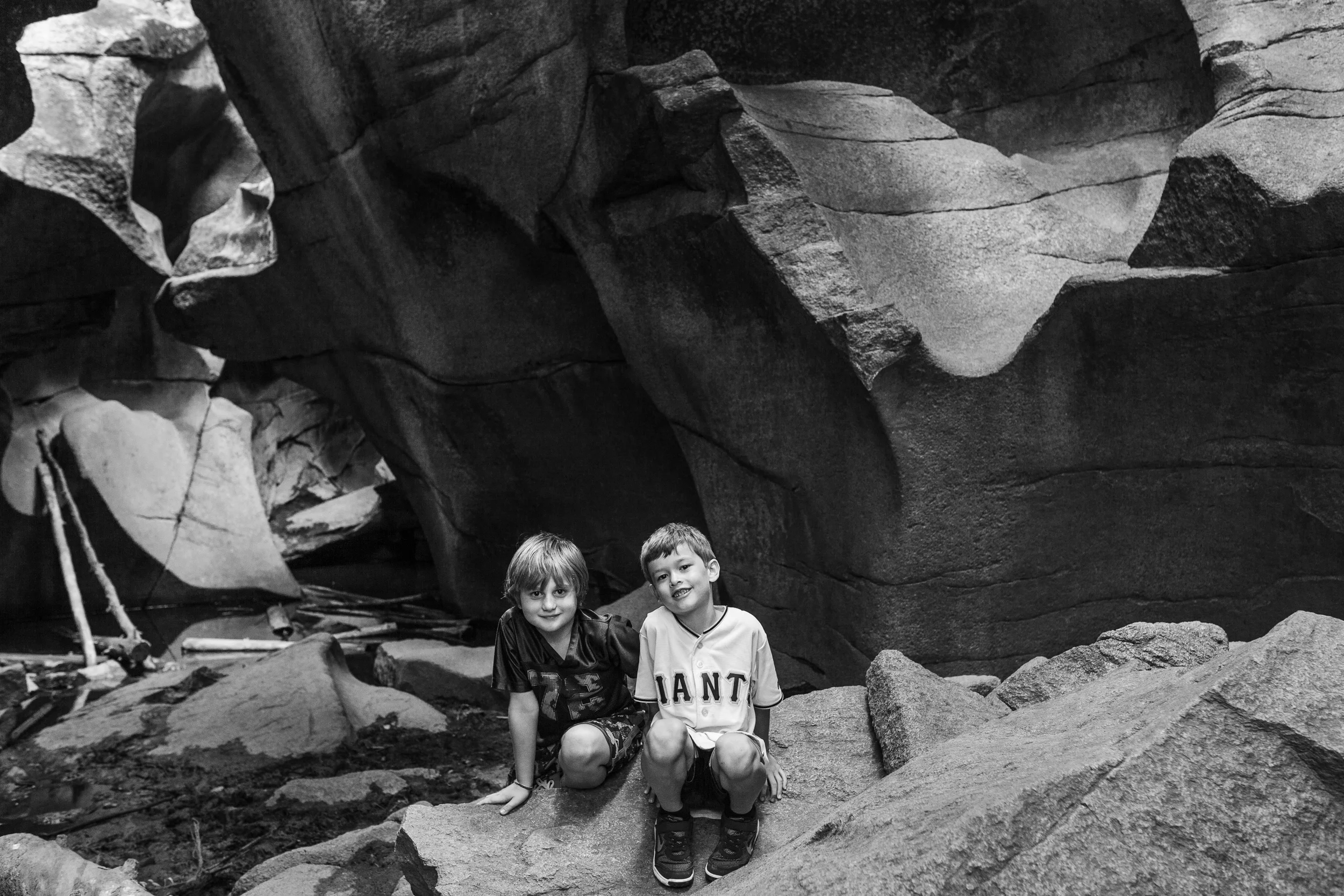 Here is my son with a buddy exploring the grottos just off the Independence Pass.