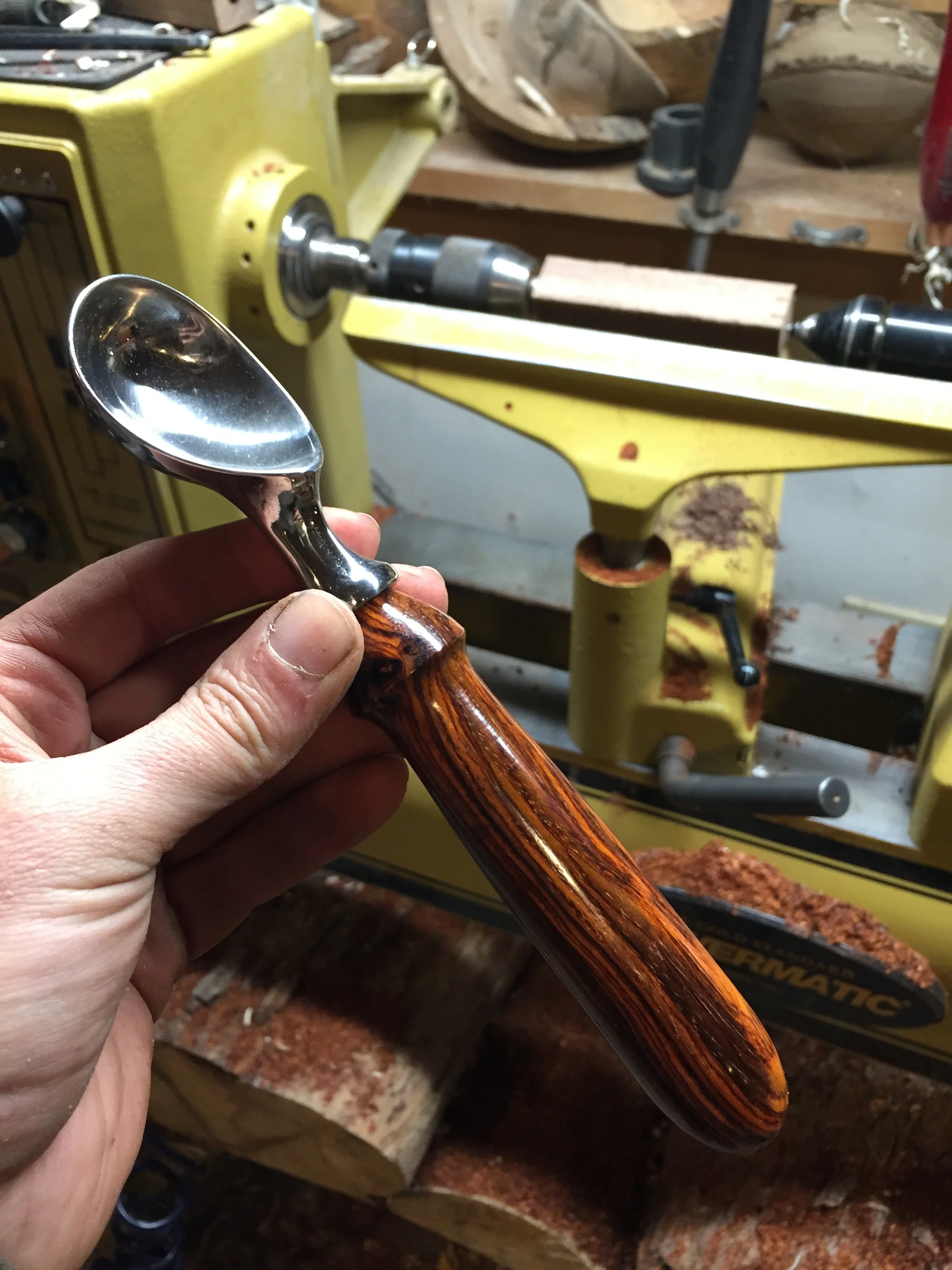 Turned Ice Cream Scoop: Cocobolo Wood